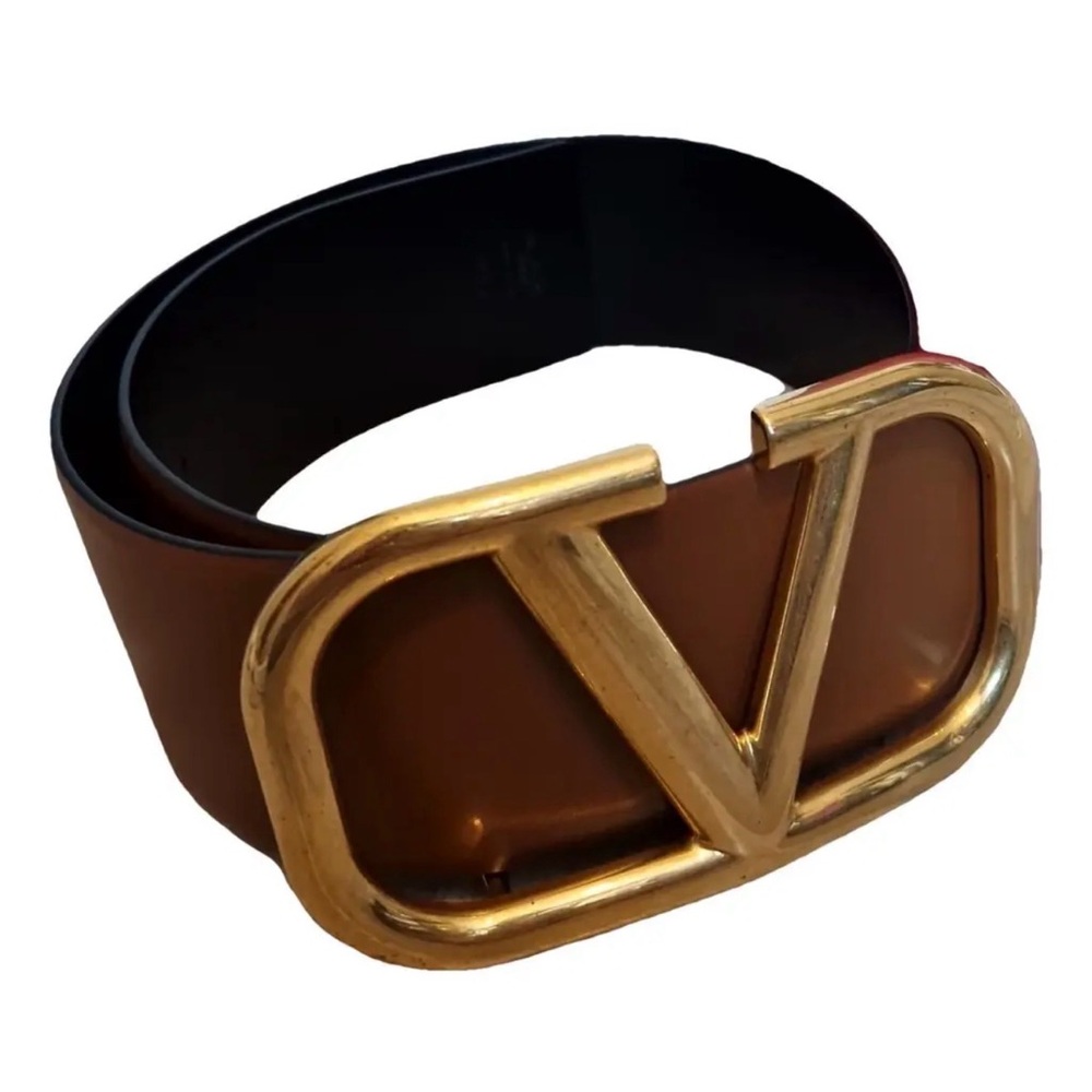 Valentino Garavani Brown Belt with Gold Buckle